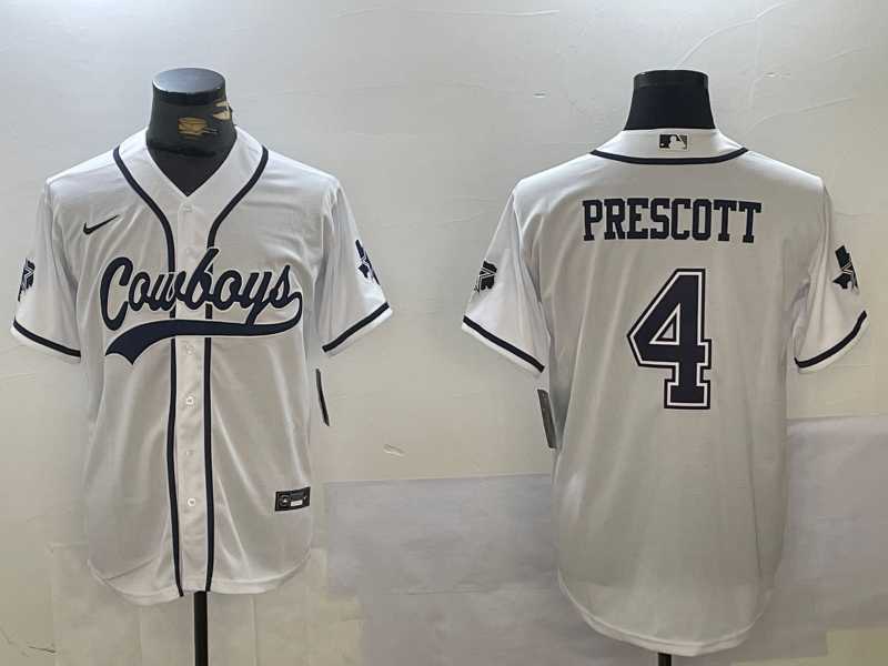 Men's Dallas Cowboys #4 Dak Prescott White With Navy Name Cool Base Stitched Baseball Jersey,We sell and wholesale Men's Dallas Cowboys #4 Dak Prescott White With Navy Name Cool Base Stitched Baseball Jersey on line form chian!